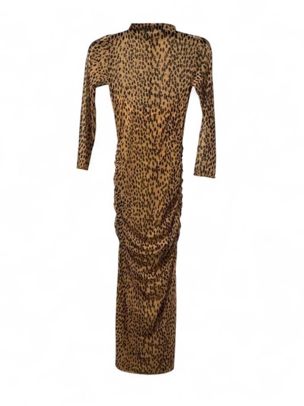 Nocturne Women's Leopard Print Long Sleeve Maxi Dress - Tan/Black